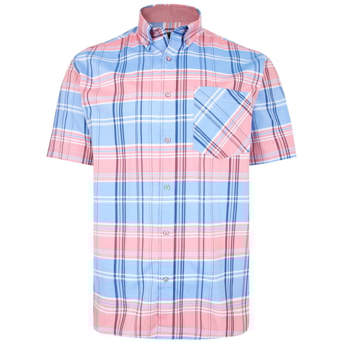 KAM Large Retro Check Shirt Pink